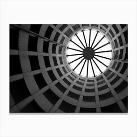 Architecture With Lines And Shapes, Black And White, Spiral Canvas Print