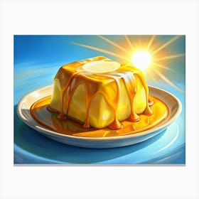 Caramel Custard With Caramel Sauce Canvas Print