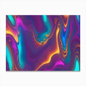 Abstract Digital Art Of A Fluid, Swirly Pattern In Vibrant Colors Including Purple, Blue, Teal, And Yellow Canvas Print