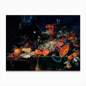 Fruits And Oysters, Abraham Mignon Canvas Print