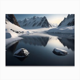 Frozen Lake In The Tundra Region Canvas Print