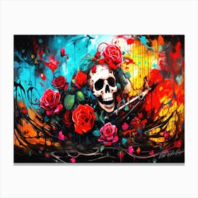 Skulls And Roses Aesthetic 3 - Day Of The Dead Skull Canvas Print