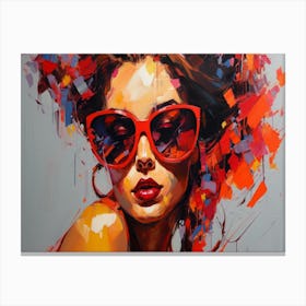 Woman In Red Sunglasses 18 Canvas Print