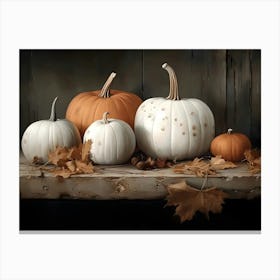 Pumpkins On A Table 2 Canvas Print