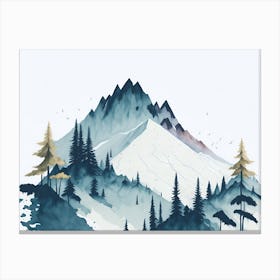 Mountain And Forest In Minimalist Watercolor Horizontal Composition 18 Canvas Print