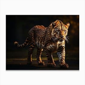 Leopard Walking In The Dark Canvas Print