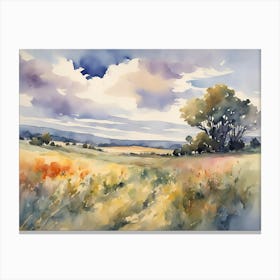 Watercolor Of A Field 2 Canvas Print