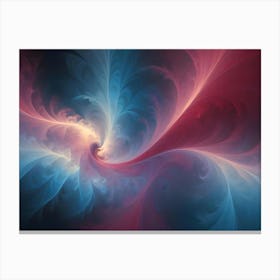 Abstract Image Of Swirling, Flowing, Feathery Shapes In Shades Of Blue, Pink, And Red, Creating A Sense Of Movement And Energy Canvas Print