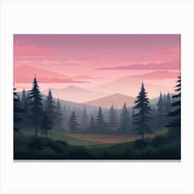 Landscape With Trees At Sunset Art Print Canvas Print