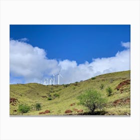 Windmills On A Hill In Maui (Hawaii Series) Canvas Print