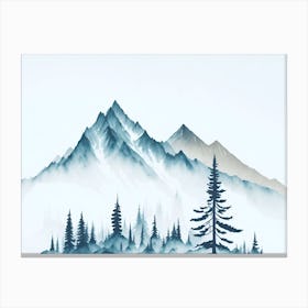 Mountain And Forest In Minimalist Watercolor Horizontal Composition 369 Canvas Print