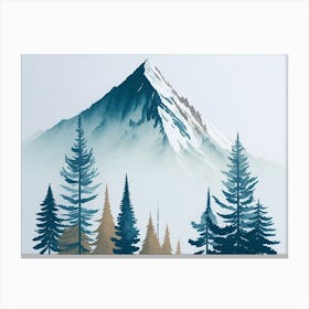 Mountain And Forest In Minimalist Watercolor Horizontal Composition 234 Canvas Print