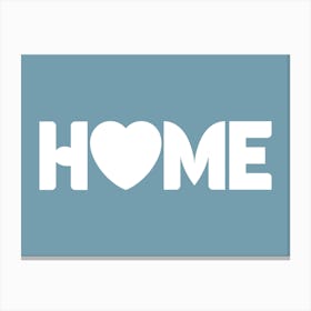 Home Word Art White and Blue Canvas Print
