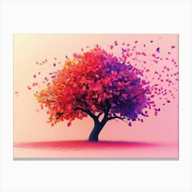 Elegant Tree With Vibrant Leaves Hanging Branches Canvas Print