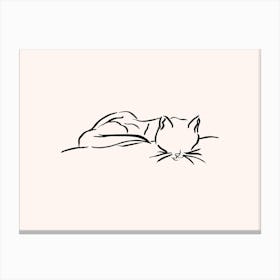 Sleeping Cat Ink Drawing Canvas Print
