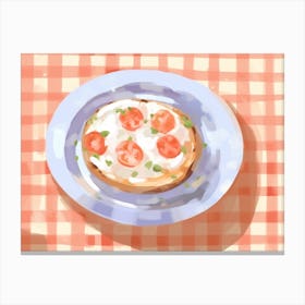 A Plate Of Bruschetta, Top View Food Illustration, Landscape 2 Canvas Print