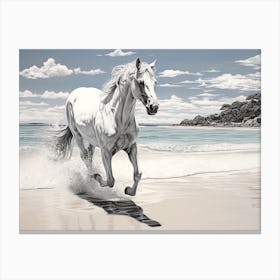 A Horse Oil Painting In Whitehaven Beach, Australia, Landscape 1 Canvas Print