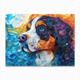 Tibetan Mastiff Paper Quilling Dog Portrait II Canvas Print