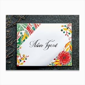 An Intricately Designed Thank You Card Detailed With Festive Typography Hues Of Vibrant Colors Dash Canvas Print