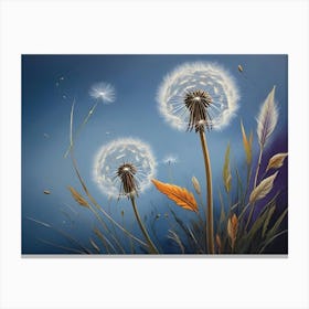 Dandelions In Night Sky Canvas Print