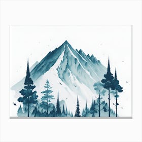 Mountain And Forest In Minimalist Watercolor Horizontal Composition 156 Canvas Print