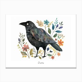 Little Floral Crow 1 Poster Canvas Print