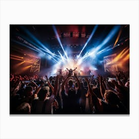 Concert Crowd Immersed In The Beat Of Live Music Faces Aglow With Joy Swaying Rhythmically In An E (1) Canvas Print