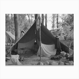 Tent In Blueberry Pickers Camp, Near Little Fork, Minnesota By Russell Lee Canvas Print