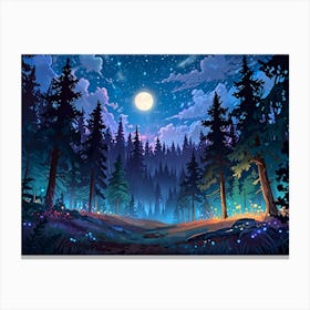 Forest At Night 3 Canvas Print