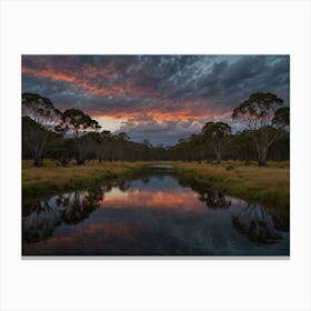 Sunset Over A River 1 Canvas Print