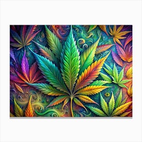 Colorful Abstract Cannabis Leaf Pattern Canvas Print