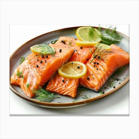 Salmon With Lemon And Dill Canvas Print