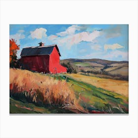 Red Barn Among The Fields - expressionism Canvas Print