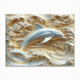 3d Dolphin Golden Art Canvas Print