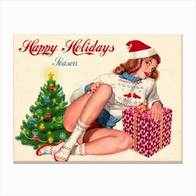 Santa's Sexy Pinup Girl Canvas Print