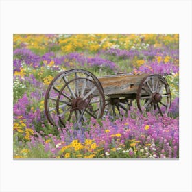 Old Wagon In Wildflowers Canvas Print