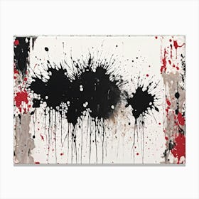 Abstract Painting Featuring Bold Splatters Of Black Ink Grunge Style Silhouettes Emerging Through D (5) Canvas Print