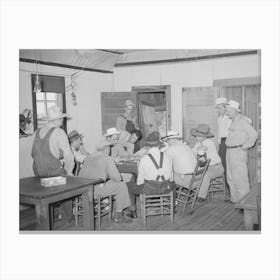 Game Of Dominoes In Back Room Of Bar, Saint Louis, Oklahoma, Oil Field Workers By Russell Lee Canvas Print