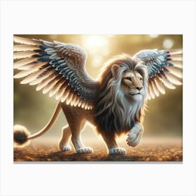 Winged King Lion Fantasy Canvas Print