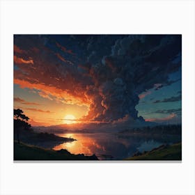 Sunset Over The Lake Canvas Print