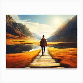 Man Walking On A Path Canvas Print