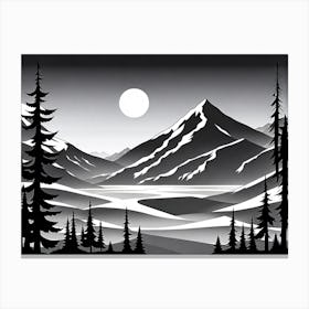 Black And White Landscape, monochromatic vector art Canvas Print