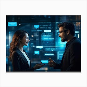 Ai Chatbot Interface Displaying A Conversation Between A Tech Developer And Client Featuring Promin (6) Canvas Print