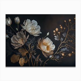 Elegant Flowers On A Dark Background Canvas Print