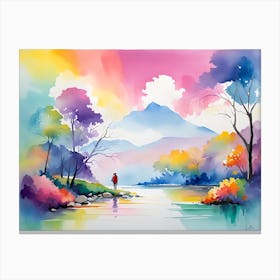 Watercolor Of A Lake 1 Canvas Print