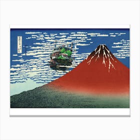 Howls Castle Over Mt Fuji - Japanese Print - Studio Ghibli Canvas Print