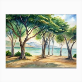 Trees By The Beach Canvas Print