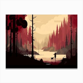 Maroon Wilderness Wonderland - Alone In The Woods Canvas Print