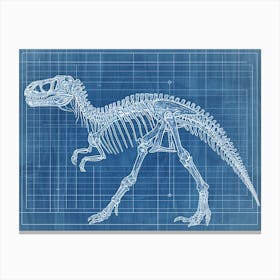 Carnotaurus Skeleton Hand Drawn Blueprint 1 Canvas Print