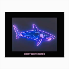 Pink Blue Neon Great White Shark Poster 2 Canvas Print